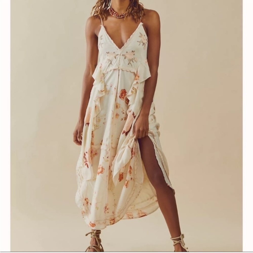 Free People Ivory and Embroidered Audrey Dress